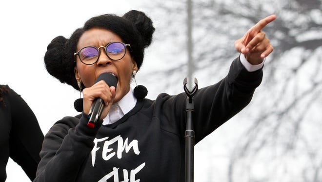 Janelle Monáe performs during the Women's March on Washington.