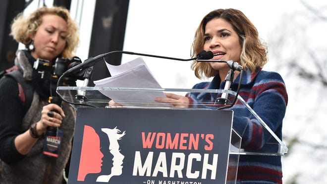America Ferrera speaks at the Women's March on Washington.