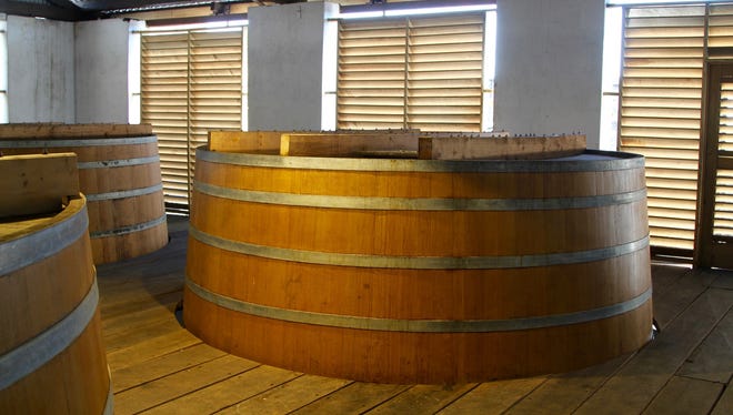 Mount Gay uses both controlled and open air fermentation for their rums, including with this French Limousin oak fermenter.