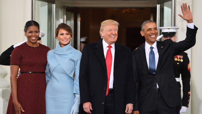 U.S. President Barack Obama and First Lady Michelle welcome Preisdent-elect Donald Trump and his wife Melania to the White House in Washington, D.C.