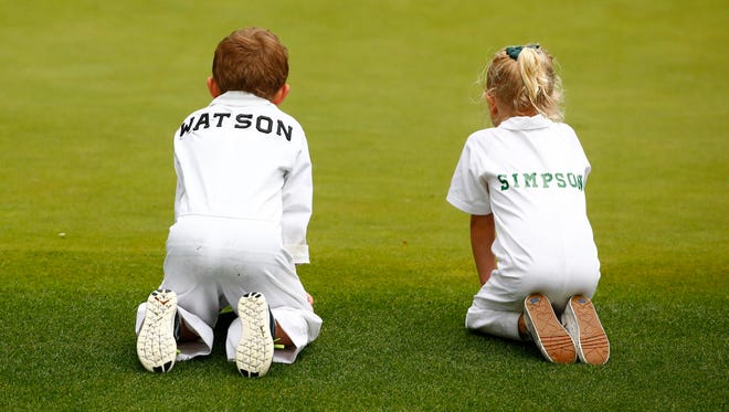 The children of Bubba Watson and Webb Simpson during the Par 3 Contest.