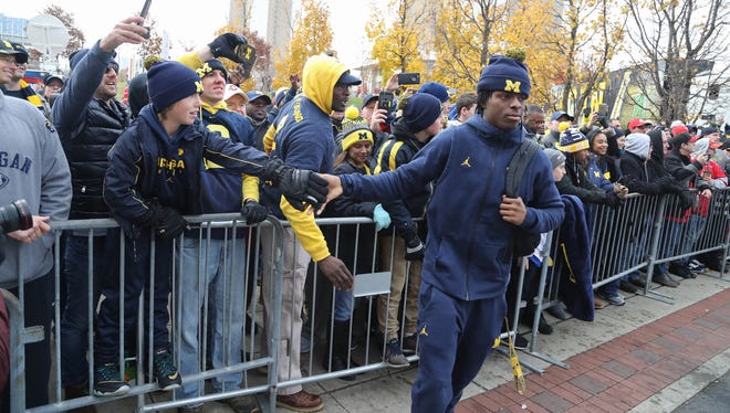 Michigan cornerback Channing Stribling arrives for the game against Ohio State  on Saturday, November 26, 2016 at Ohio Stadium in Columbus.