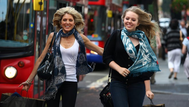 Tiffany Trump, right, and her mother Marla Maples walk through central London on Aug. 27, 2009.