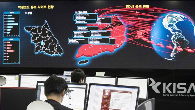 Monitoring cyberattacks in Seoul on May 15, 2017.