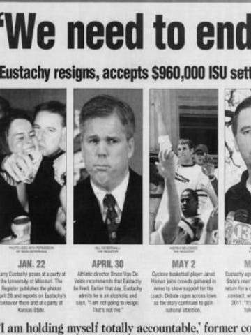 A photo of the Des Moines Register's front page on May 6, 2003.