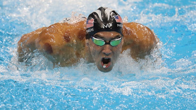 Michael Phelps during the 200-meter butterfly final. He won the race for his 20th career gold medal.