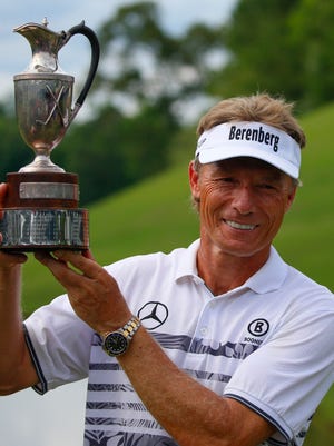Bernhard Langer celebrates his second consecutive Regions Tradition title.