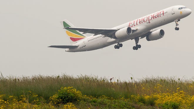 An Ethiopian Airlines Boeing 757-200 departs Bole International Airport in Addis Abbaba, Ethiopia, in September 2011.