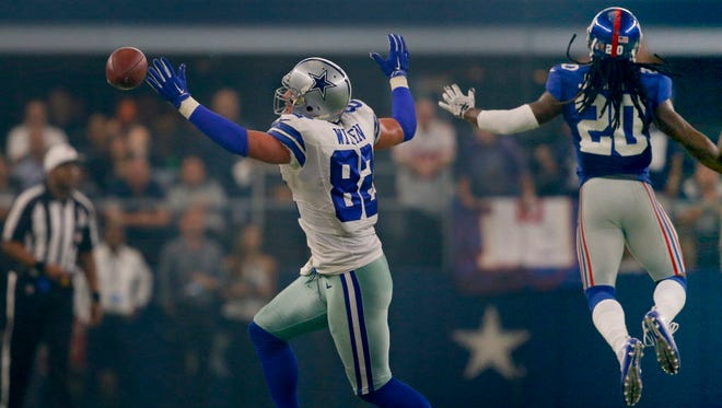 Dallas Cowboys tight end Jason Witten (82) misses a pass against the New York Giants.