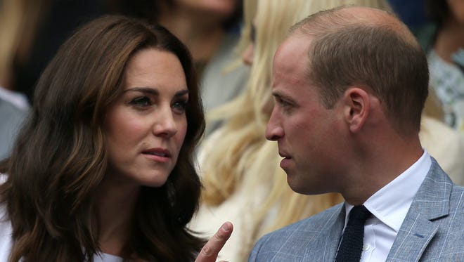 Kate Middleton with Prince William in the Royal Box on Centre Court for the Men's final match between Roger Federer and Marin Cilic.