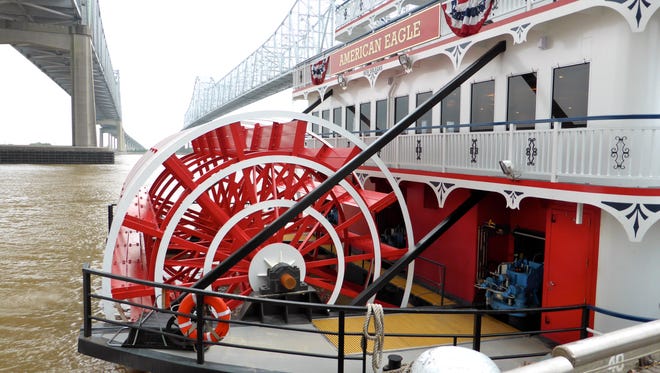 The American Eagle's paddlewheel is hydraulically powered and when used in
tandem with three diesel-powered Z drives, helps propel the ship.