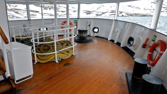 At the aft end of C Deck, there is a mooring station and more sheltered deck space.