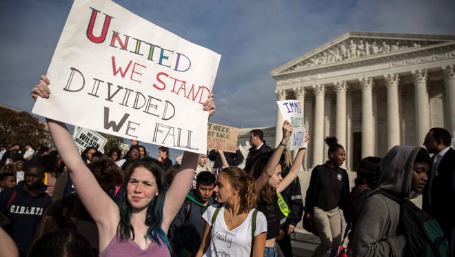 Students protest President-elect Donald Trump in front of the Supreme Court  in Washington on Nov. 15, 2016.