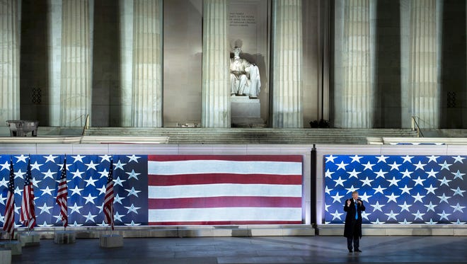 President-elect Donald Trump speaks during a pre-Inaugural 'Make America Great Again! Welcome Celebration' at the Lincoln Memorial in Washington, Jan. 19, 2017.