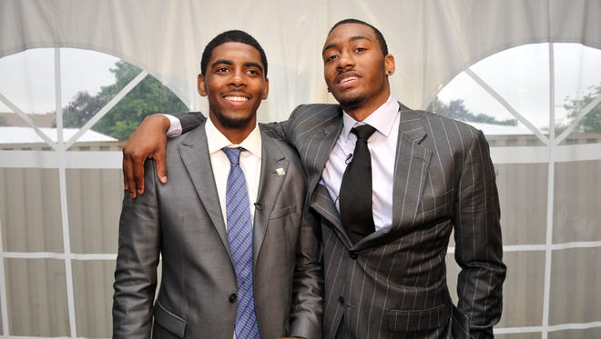 2011: Kyrie Irving and John Wall pose for a picture prior to the NBA Draft Lottery.