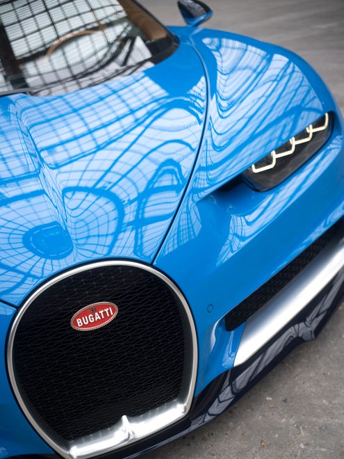 The Bugatti Chiron's front end.