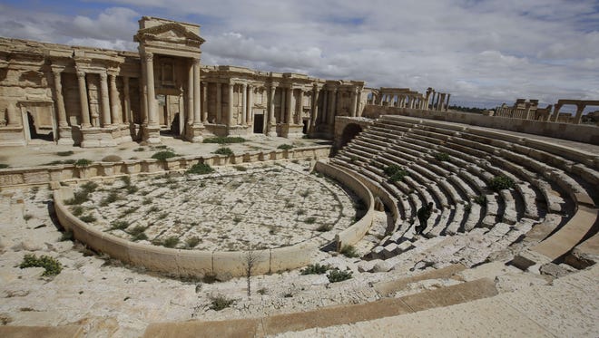 This photo from 2014 shows a partial view of the theatre at the ancient city of Palmyra.
