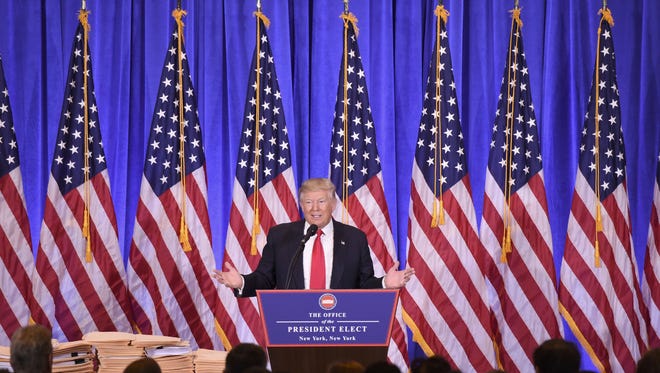 President-elect Donald Trump speaks during a Jan. 11 news conference.