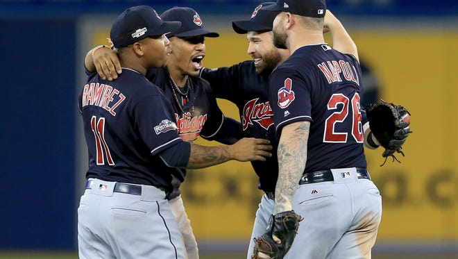 Kipnis, second from right, rolled his ankle during this on-field celebration.