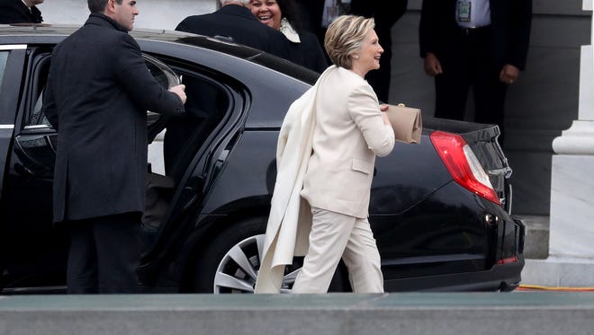 Hillary Clinton arrives at the U.S. Capitol on in Washington, DC.