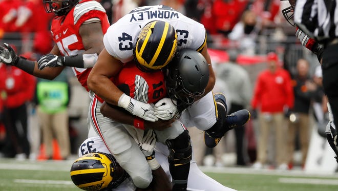 DE Chris Wormley. Projected round: 3-4. Caught between two positions, teams have seen some pass rush skills from him but he has a defensive tackle's body. There are players his size who have succeeded as an end, but his NFL position may depend on the team and the defense. He might be better outside in a three-man front.