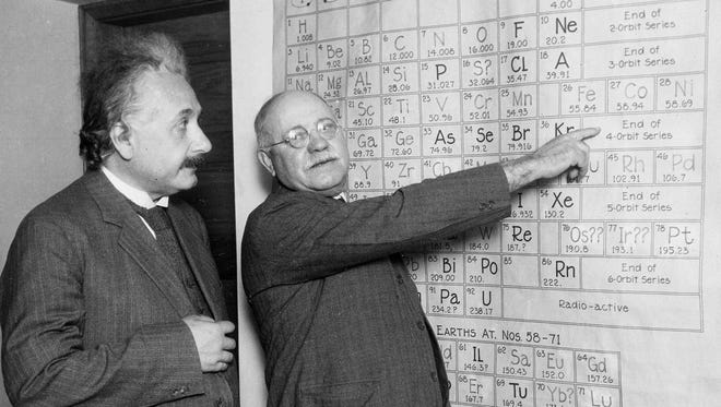 Albert Einstein with Dayton C. Miller at the Carnegie Institute.