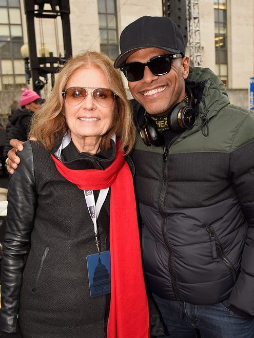 Gloria Steinem and Maxwell are all smiles at the Women's March on Washington,
