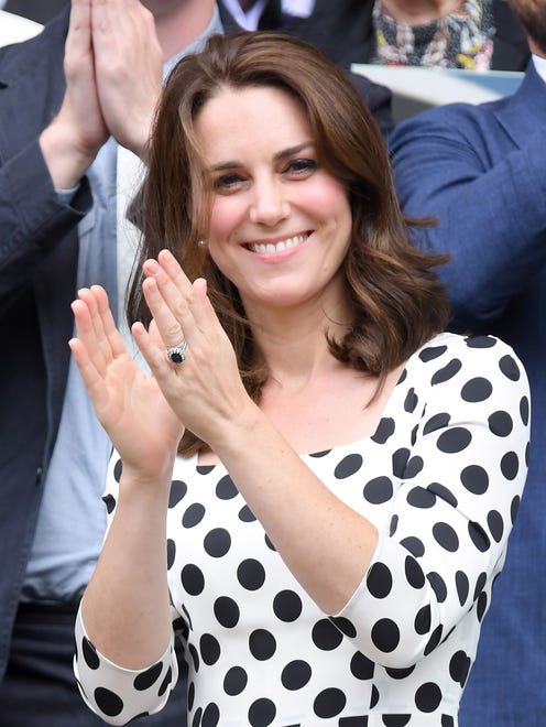 Kate Middleton, Duchess of Cambridge, applauds after Andy Murray beats Alexander Bublik.