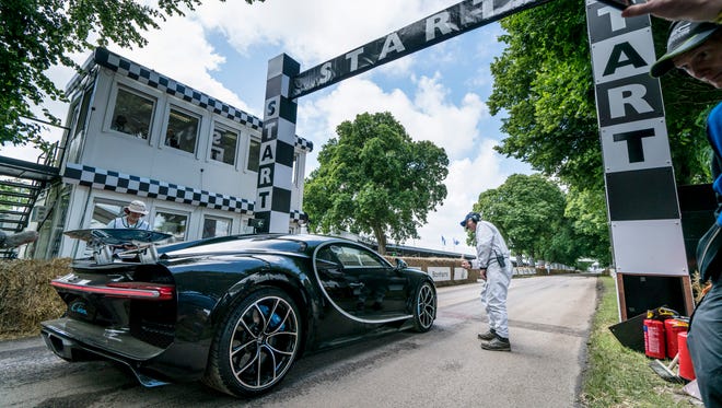 The Bugatti Chiron at the start of the Goodwood Festival of Speed.