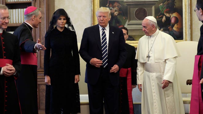 President Trump and first lady Melania Trump meet Pope Francis on May 24, 2017, at the Vatican.