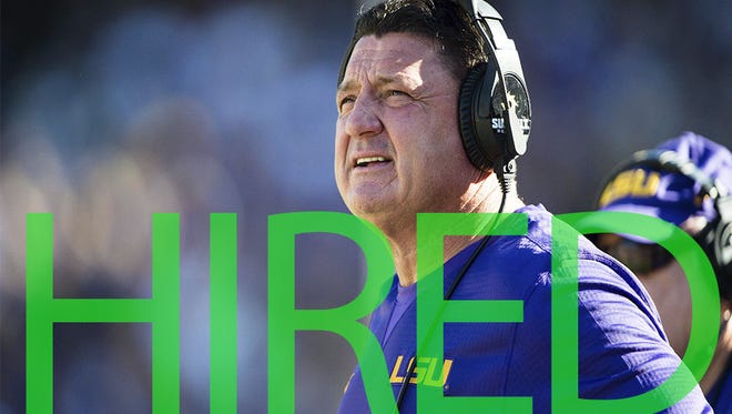 Ed Orgeron was promoted from interim coach to LSU head coach on Nov. 26. He went 5-2 leading LSU after Les Miles was fired.