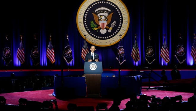 Obama gives his farewell address at McCormick Place in Chicago on Jan. 10, 2017.