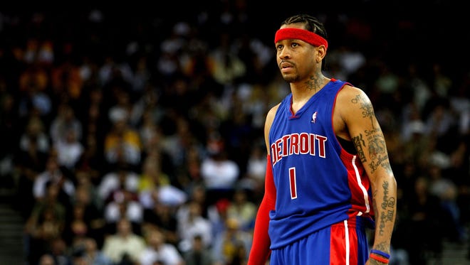 Allen Iverson looks on during a game against the Golden State Warriors.