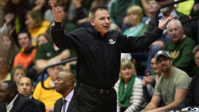 Ron Chenoy/USA TODAY Sports
CSU coach Larry Eustachy reacts to a call during a game at Moby Arena.