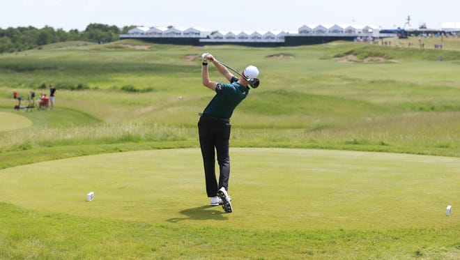 Jordan Niebrugge tees off on No. 1 during a U.S. Open practice round Tuesday at Erin Hills. On Thursday morning, he'll be off No. 1 with the first group of the tournament.
