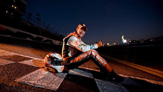 18-year-old Joey Logano posing in his Home Depot racing gear at Daytona International Speedway on February 2, 2009. Joe Gibbs announced Logano would drive the #20 Home Depot Toyota Camry in the 2009 Sprint Cup Series August 25, 2008.