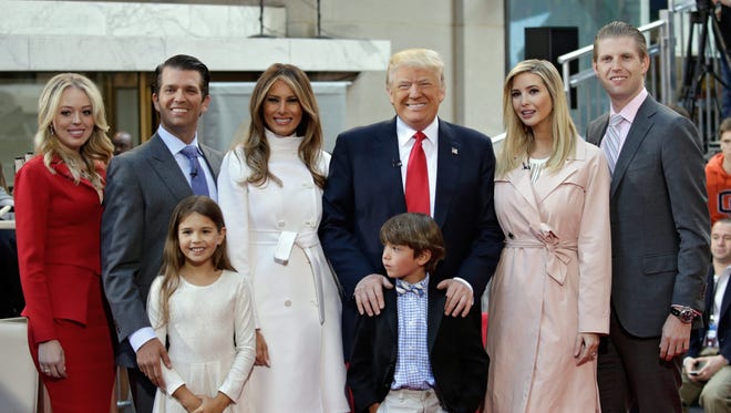 The Trump family poses for photographers at an NBC appearance in New York on April 21, 2016.