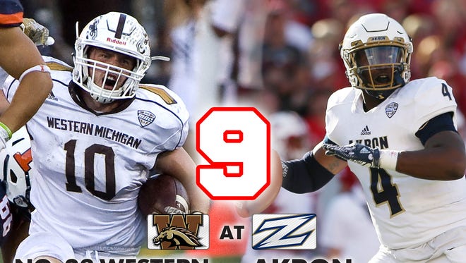9. No. 23 Western Michigan at Akron (Saturday at 3:30 p.m. ET, CBS Sports Network)