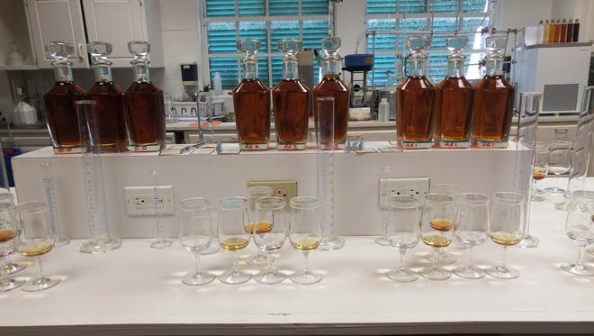 Inside Mount Gay's on-site blending laboratory, samples of many specific styles and ages can be examined.