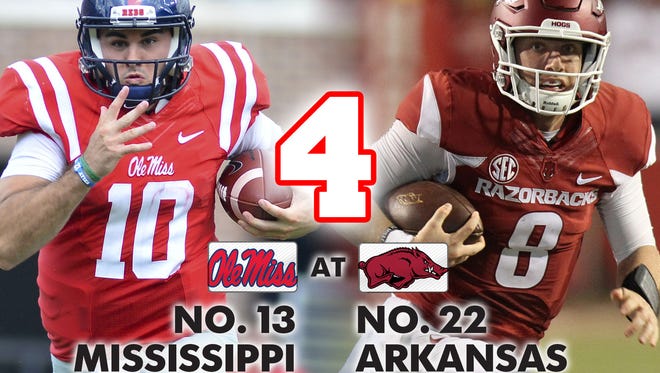 4. No. 13 Mississippi at No. 22 Arkansas (Saturday at 7 p.m. ET, ESPN)