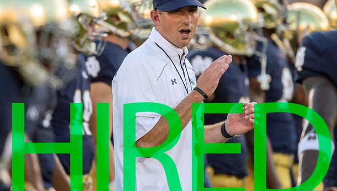 Western Kentucky hired Notre Dame offensive coordinator Mike Sanford, making it official Dec. 14.