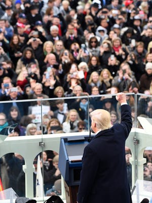 President Donald Trump delivers his inaugural address on Jan. 20, 2017.