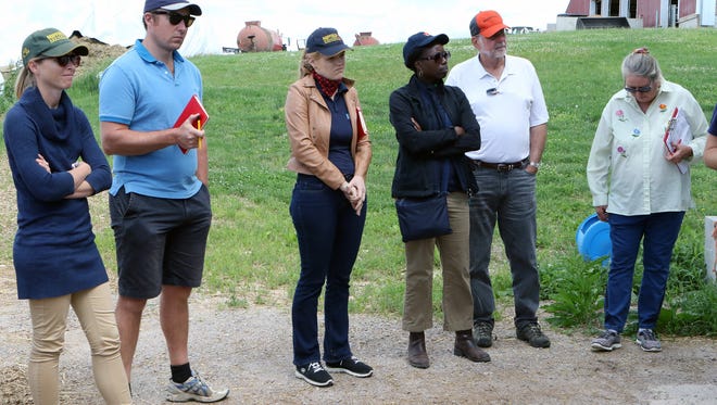 Eleven farmers from around the world were chosen as Nuffield Scholars. The group stopped in Wisconsin for a one day, three-county tour on June 19, including a visit to Never Rest Dairy in Jefferson County where they saw robotic milking.