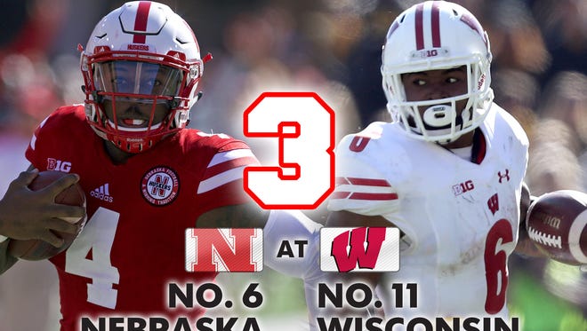 3. No. 6 Nebraska at No. 11 Wisconsin (Saturday at 7 p.m. ET, ESPN)