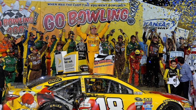 May 7: Kyle Busch wins the GoBowling.com 400 at Kansas Speedway.