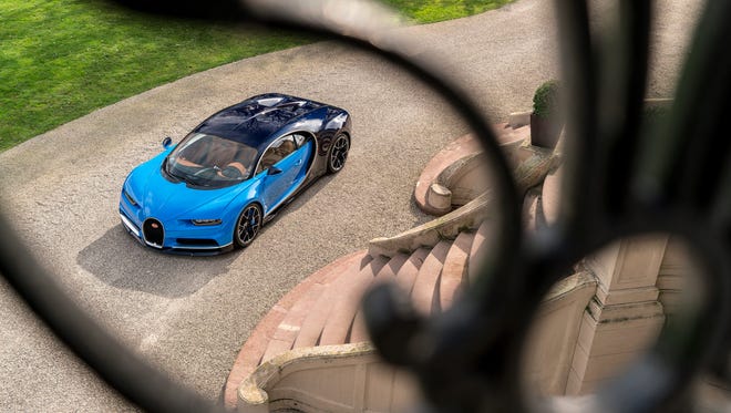 A Chiron posed outside of the building on the Molsheim campus in France.