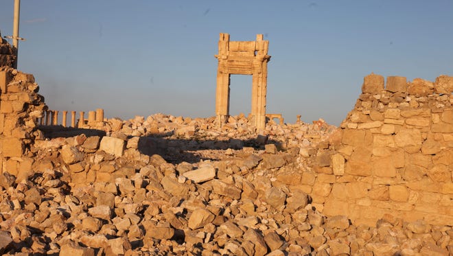 A view of damage to the historical city of Palmyra, Syria.