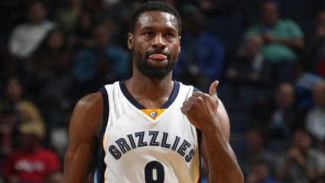 Memphis Grizzlies Tony Allen reacts during the game against the Cleveland Cavaliers.