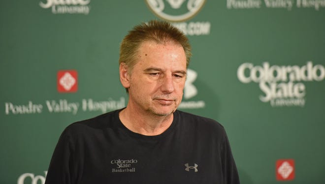 CSU basketball coach Larry Eustachy didn't say much during his press conference after the Rams missed the NCAA tournament.