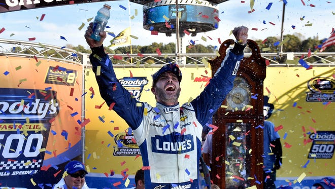 Oct. 30: Jimmie Johnson wins the Goody's Fast Relief 500 at Martinsville Speedway to clinch a spot in the final.